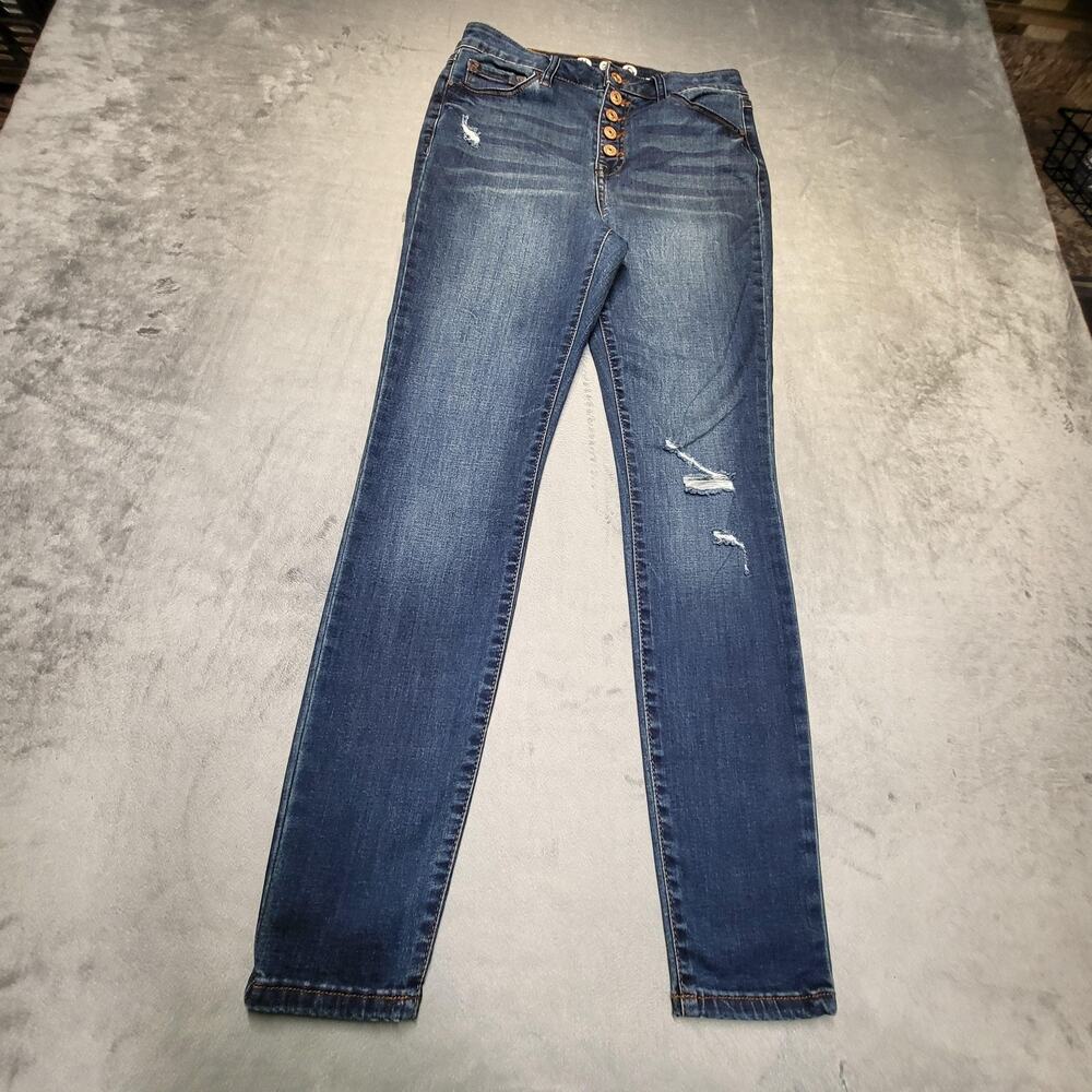 Rewash Jeans Womens 27 Blue Skinny High Rise Extra-Slim Distressed Stretch